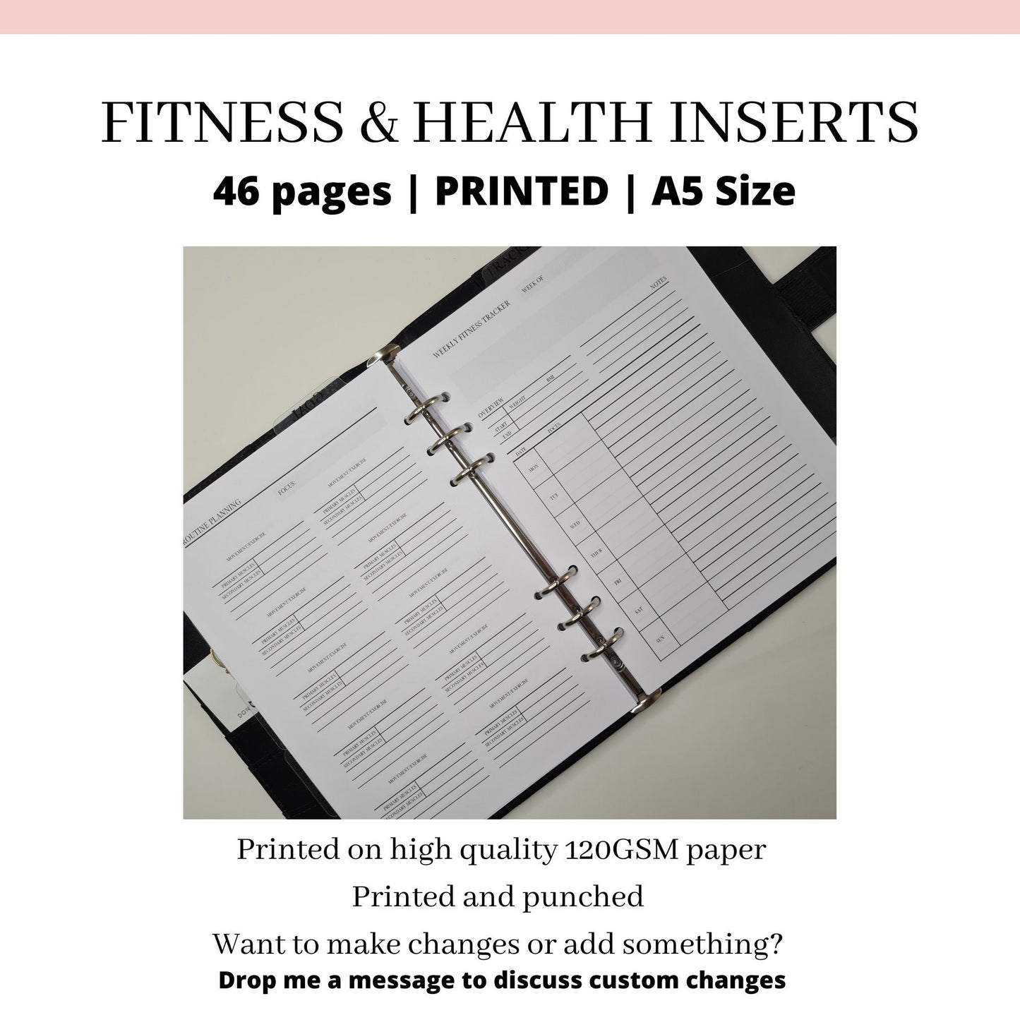 PRINTED HEALTH & FITNESS planner inserts for gym Home training | A5 Size | Personal training, fitness goals, routine planning 12 week steps