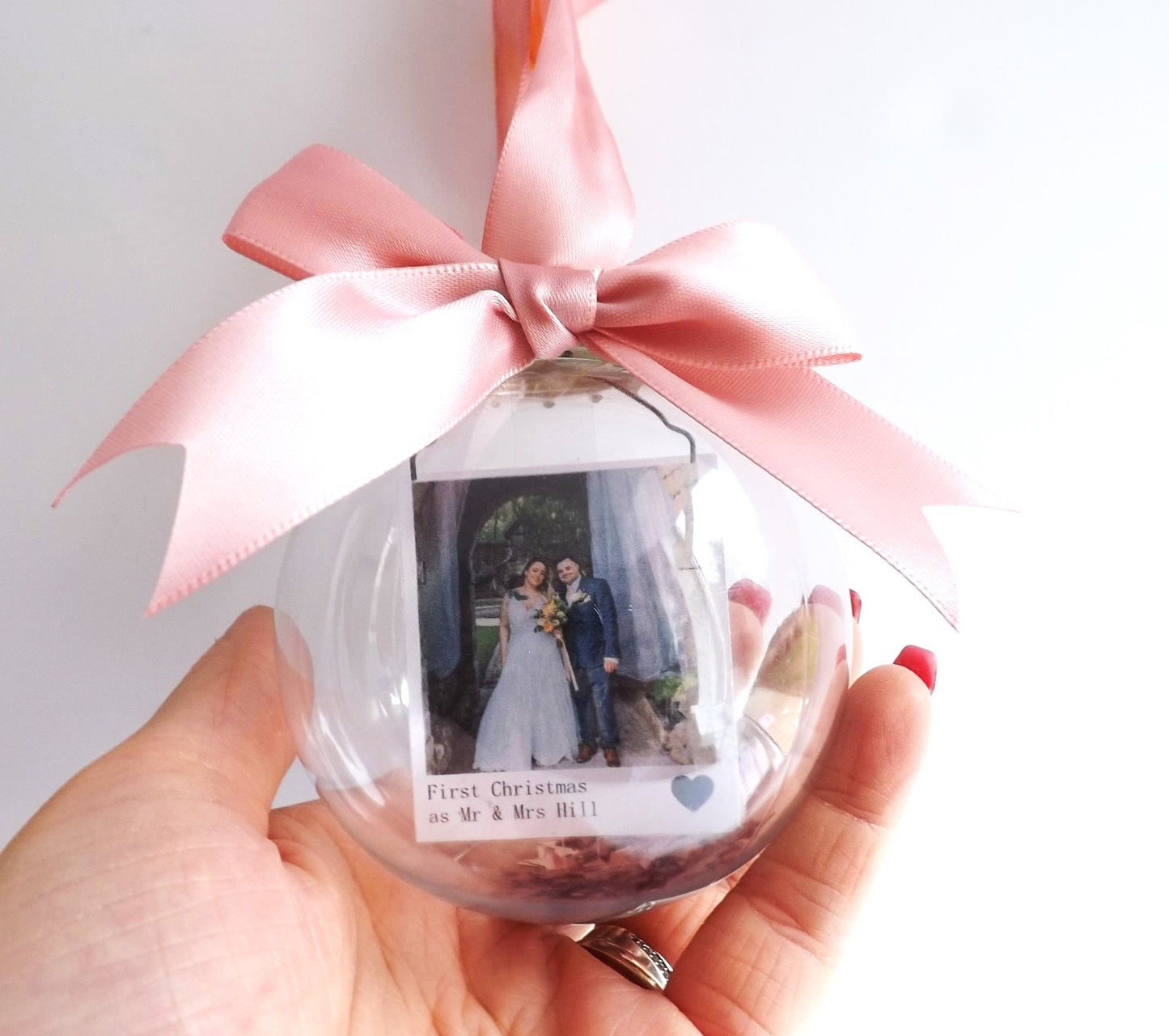 Personalised photo Mr & Mrs First Christmas Bauble