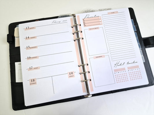 DATED weekly a5 planner inserts | Weekly diary page refills | Monthly Weekly Dated Calendar