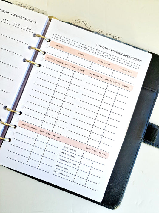 FINANCE BUDGET INSERTS | A5 Size Money Planner Organiser | Snowball debt tracker, Payday calendar, Monthly Calendar budget sinking funds