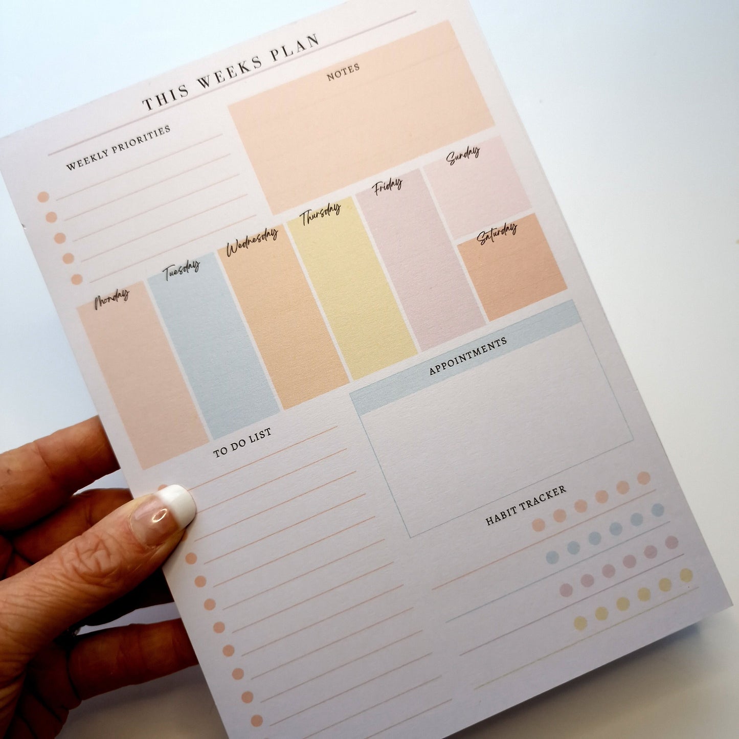 A5 / A4 Weekly Planner Pad | Tear off Note Planner with Habit Tracker | Colourful Desk Pad for Weekly To Do List Desk Planner