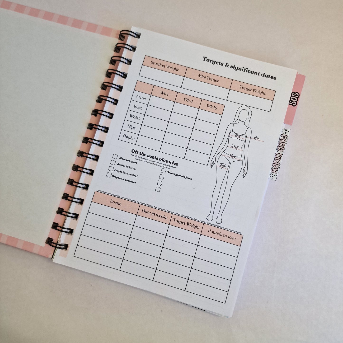 Food planning diary notebook | Weekly meal planner | Daily food diary | SW Calorie counting Planner Diet tracker weightloss