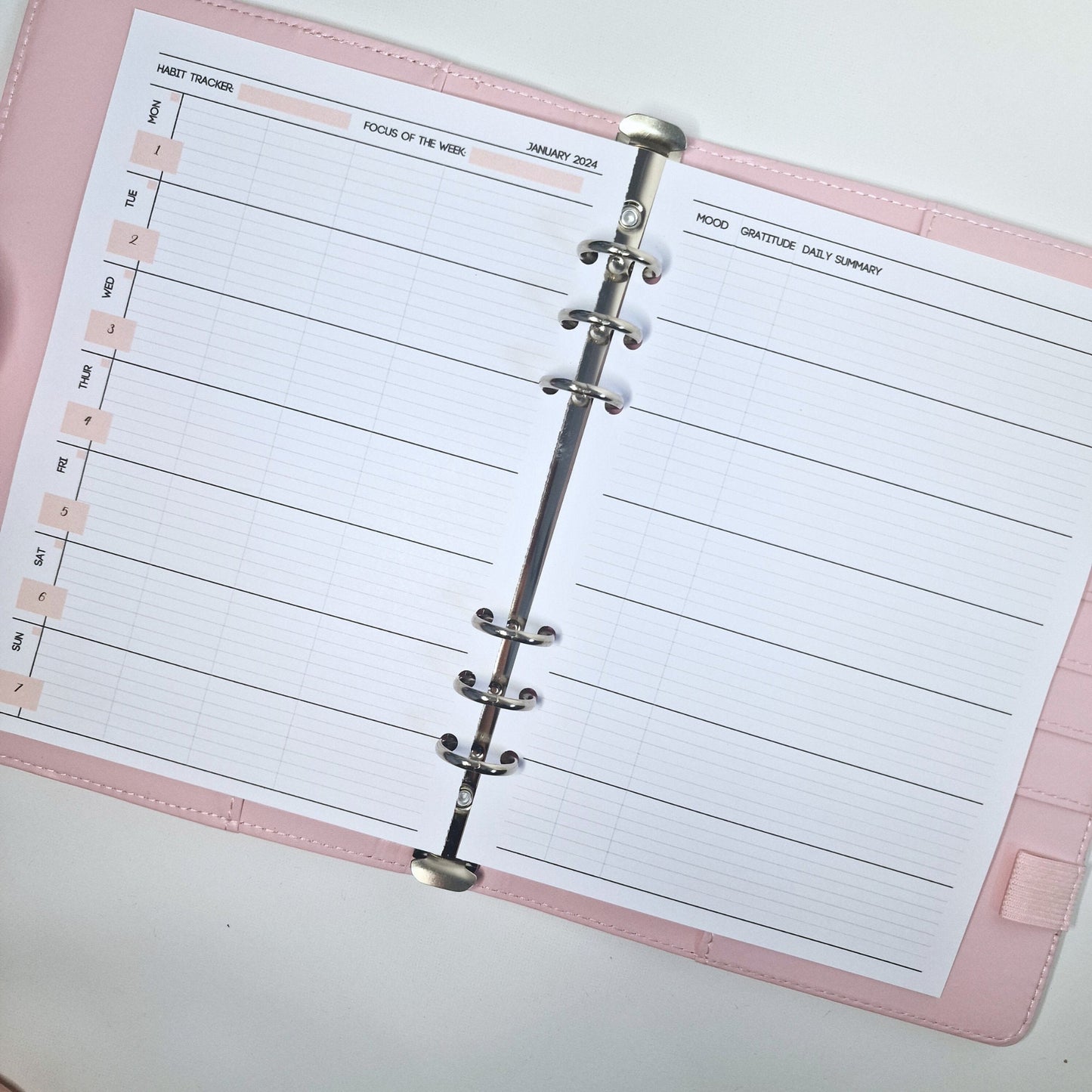 DATED Weekly a5 Planner Inserts | Horizontal Layout with Journal pages| Weekly diary page refills | Daily summary inserts mood, gratitude