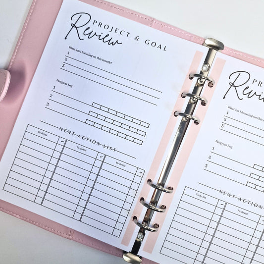 Project and Goal planning binder inserts | a5 inserts for planning and tracking goals and progress
