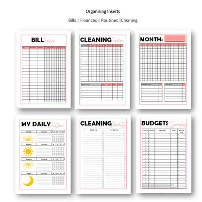 Printed A5 Organiser Inserts |  Cleaning tracker Budgets, Spending & Finances  | Mrs Hinch Inspired Lists  |