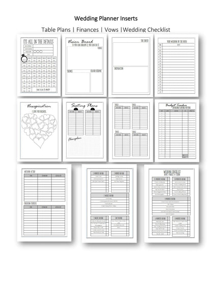 Personalised wedding planning a5 planner inserts | Plan your wedding from seating to the guestlists with a wedding countdown