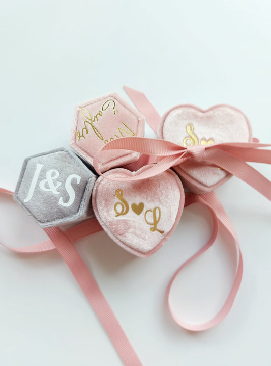 Velvet Wedding Ring Box with Double Ring Slot |  Ring Bearer Box or Engagement Ring Box Perfect for Proposal & Wedding Ceremony