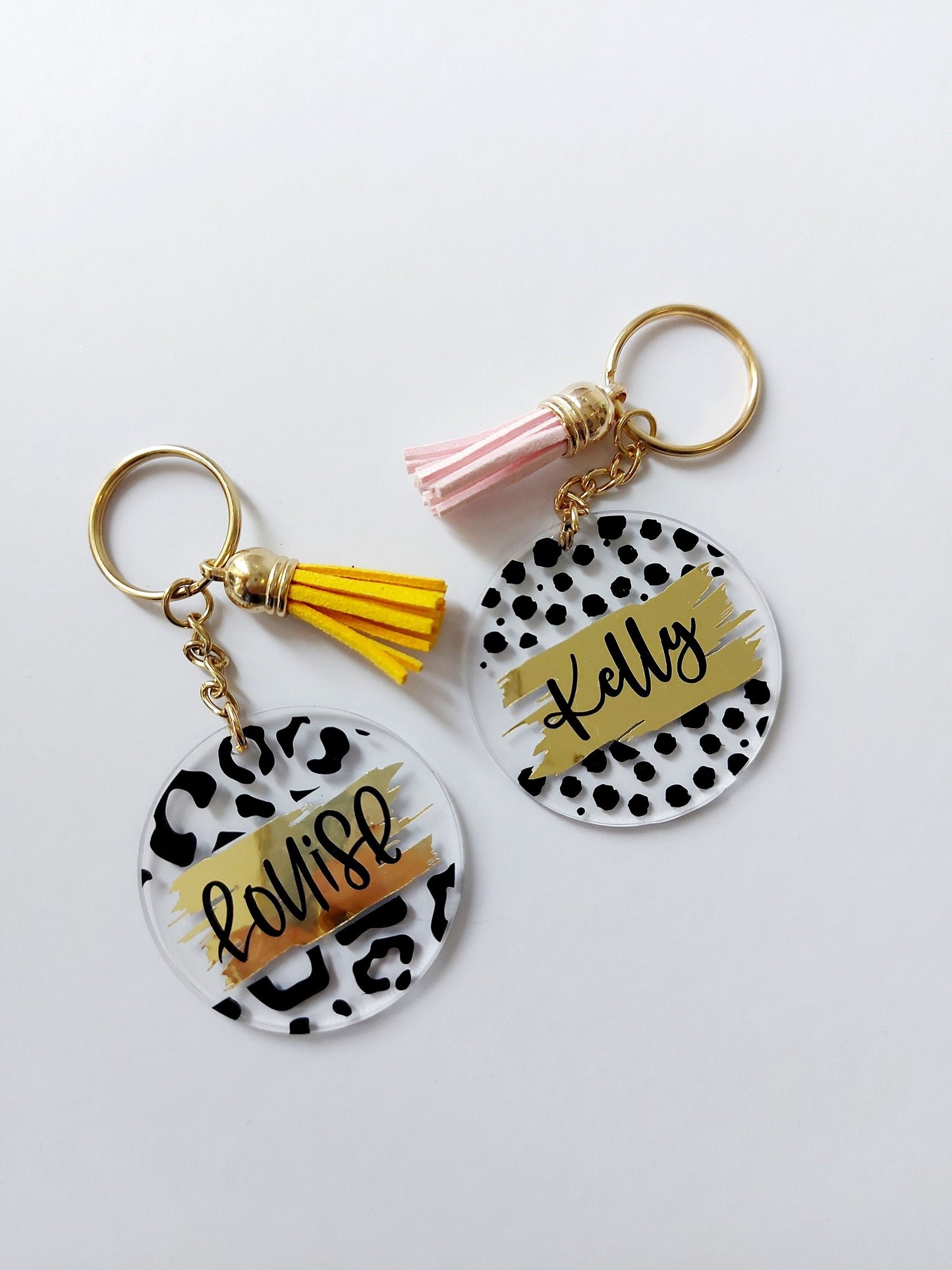 Personalised Key Ring | Dalmatian spots Leopard Print Name Key Chain | New Home, New Car Gift | Name Keyring small keepsake gift