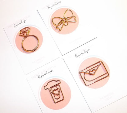 Paperclips Shaped in Hearts, Coffee Mugs, Bows & Engagement rings | Planner Accessories, Bullet Journal Supplies |