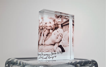 PERSONALISED PHOTO ACRYLIC Freestanding Block  | Polaroid Style with personalised photo, message for valentines, mothers day, wedding day