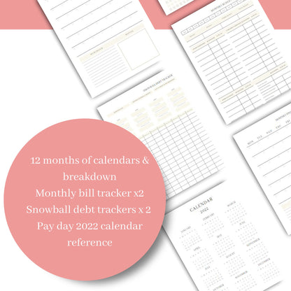 FINANCE BUDGET INSERTS | A5 Size Money Planner Organiser | Snowball debt tracker, Payday calendar, Monthly Calendar budget sinking funds