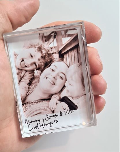 PERSONALISED PHOTO ACRYLIC Freestanding Block  | Polaroid Style with personalised photo, message for valentines, mothers day, wedding day