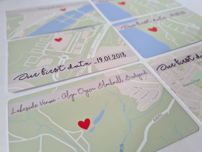 Personalised Map location wallet card | First date, Anniversary Wallet Keepsake with Custom Caption | Valentines Boyfriend girlfriend Gift