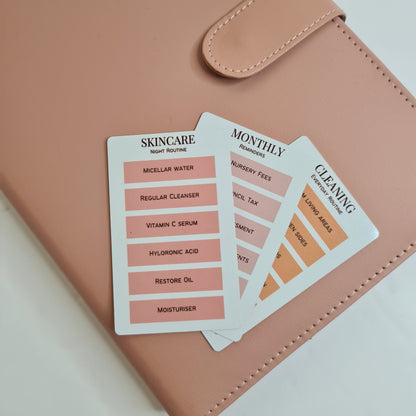 ROUTINE TASK CARDS | Personalised Planner routine reminder cards | Mini durable Task reminders printed for Selfcare, Cleaning, Weekly