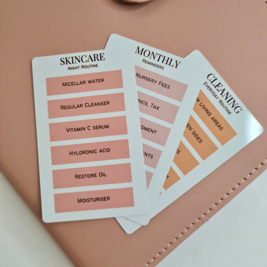 ROUTINE TASK CARDS | Personalised Planner routine reminder cards | Mini durable Task reminders printed for Selfcare, Cleaning, Weekly