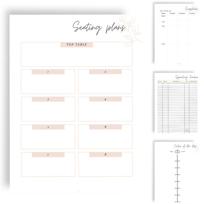 WEDDING PLANNER ORGANISER inserts | A5 Size | Seating plan, Wedding Checklist, Supplier Notes, & Wedding Budget Plans