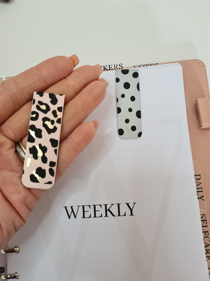 Magnetic Planner Paper Clip | Leopard print Polka Dot Planner Accessories | Paper Holder