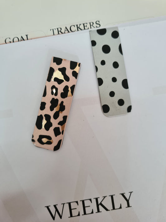Magnetic Planner Paper Clip | Leopard print Polka Dot Planner Accessories | Paper Holder