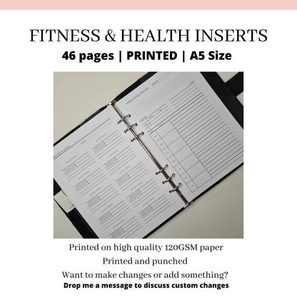 PRINTED HEALTH & FITNESS planner inserts for gym Home training | A5 Size | Personal training, fitness goals, routine planning 12 week steps