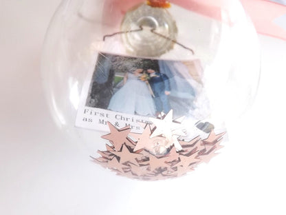 Personalised photo Mr & Mrs First Christmas Bauble