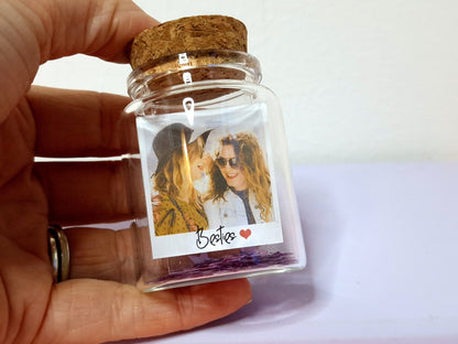 Personalised photo gift | Message in a glass bottle memory keepsake | Gift for Valentines, Mothers day, Anniversary for Him & Her