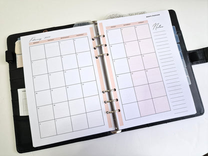 DATED weekly a5 planner inserts | Weekly diary page refills | Monthly Weekly Dated Calendar