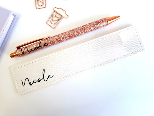 Personalised Pen | Glitter Ball point Name Pen with Black Ink | Customised Stationery Gift For Office, Mothers Day, Gifts for Her & Him
