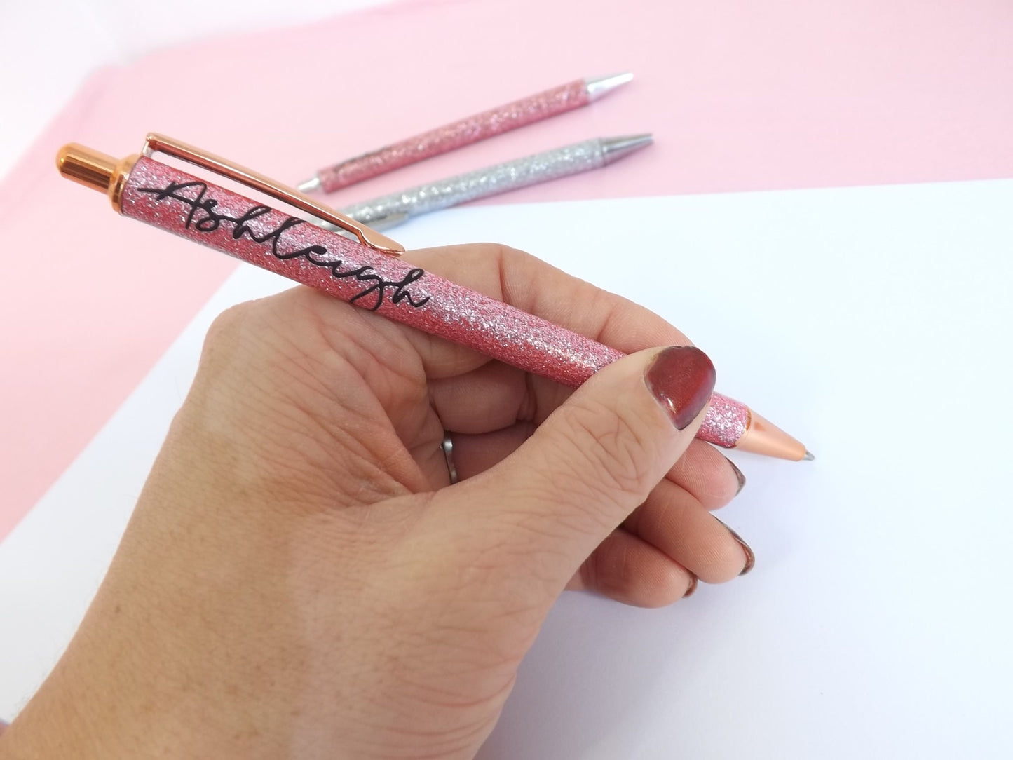Personalised Pen | Glitter Ball point Name Pen with Black Ink | Customised Stationery Gift For Office, Mothers Day, Gifts for Her & Him