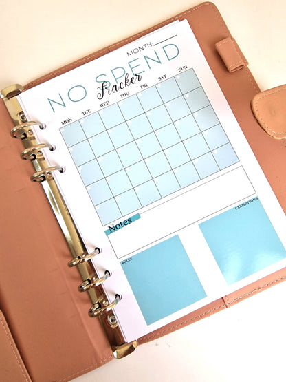 No spend tracker Pack of 3 | Money Saving Challenge for A6/A5/A4 Planner for Monthly No Spend tracking 3 Months