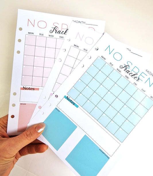 No spend tracker Pack of 3 | Money Saving Challenge for A6/A5/A4 Planner for Monthly No Spend tracking 3 Months