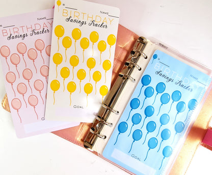 Birthday savings challenge | A6 Savings Challenge Tracker Inserts for Cash Saving Birthdays