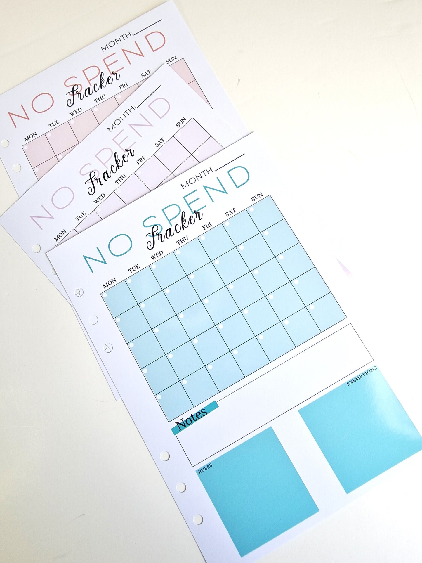 No spend tracker Pack of 3 | Money Saving Challenge for A6/A5/A4 Planner for Monthly No Spend tracking 3 Months