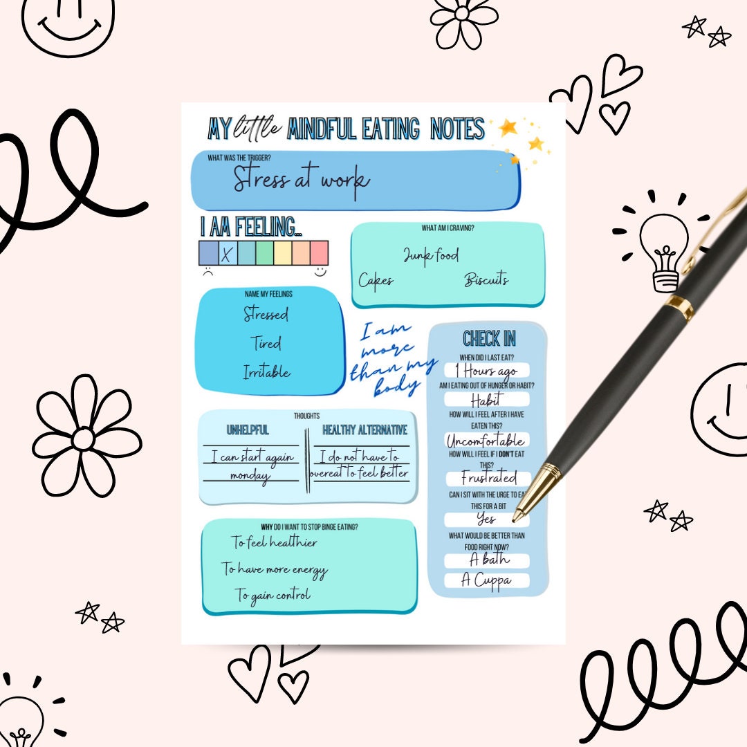 My Little Mental Health Notepad | Mindful Eating Desk Planner Pad | Self Aware Notebook Tear away Pages