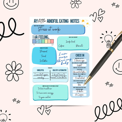 My Little Mental Health Notepad | Mindful Eating Desk Planner Pad | Self Aware Notebook Tear away Pages