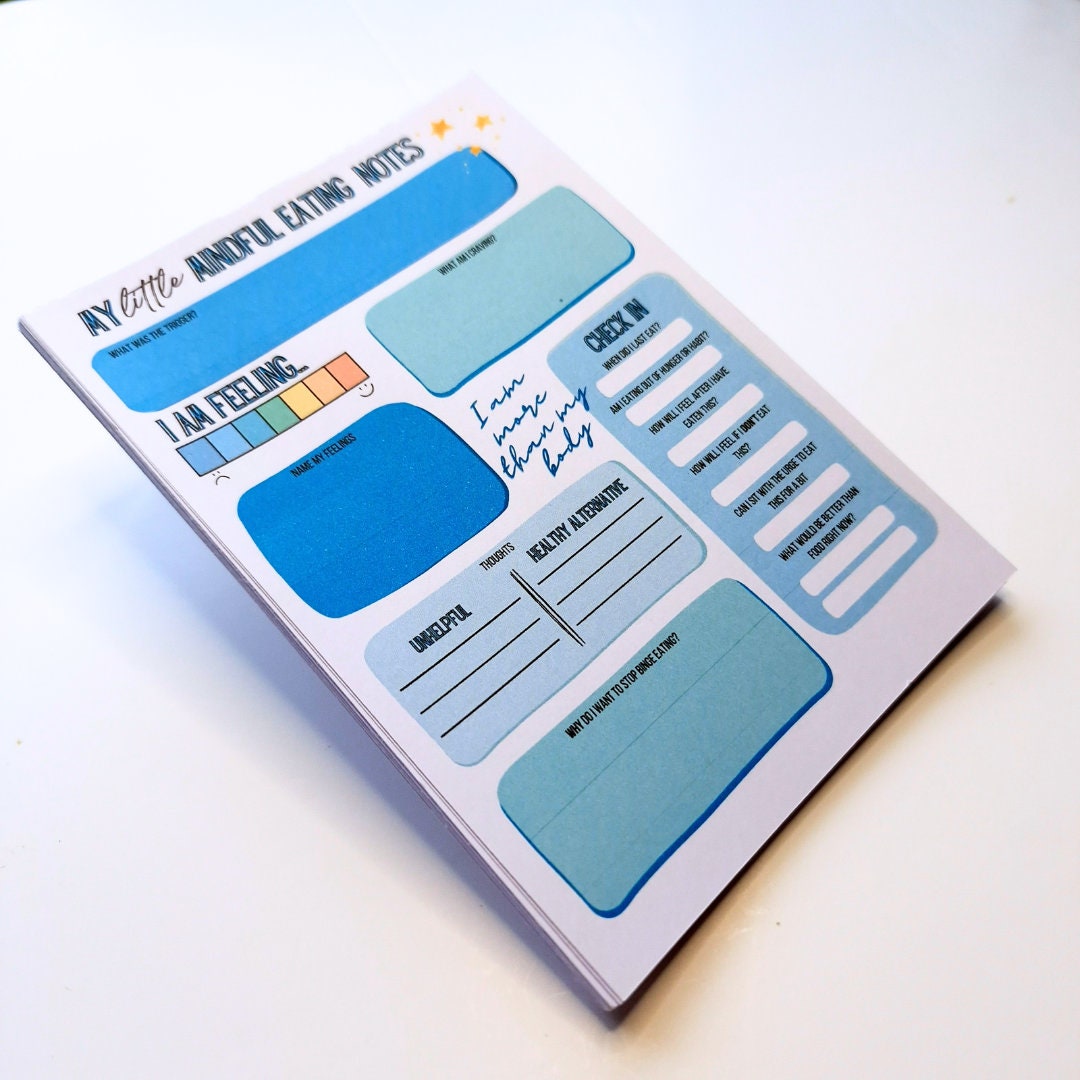 My Little Mental Health Notepad | Mindful Eating Desk Planner Pad | Self Aware Notebook Tear away Pages