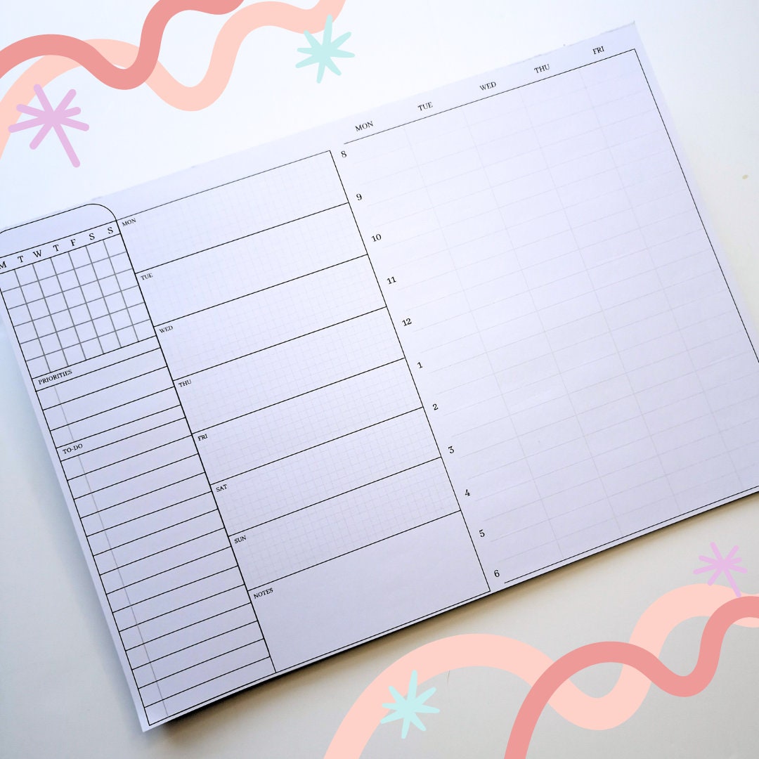 A5 / A4 Weekly Planner Timeblock Pad | Tear off Note Planner with Habit Tracker |  Desk Pad for Weekly To Do List Desk Planner