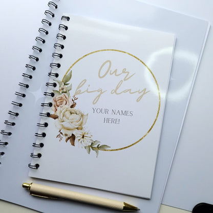 Wedding Notes Planner - Personalised Notebook Notepad Journal  A5 Notebook Notepad Wire bound