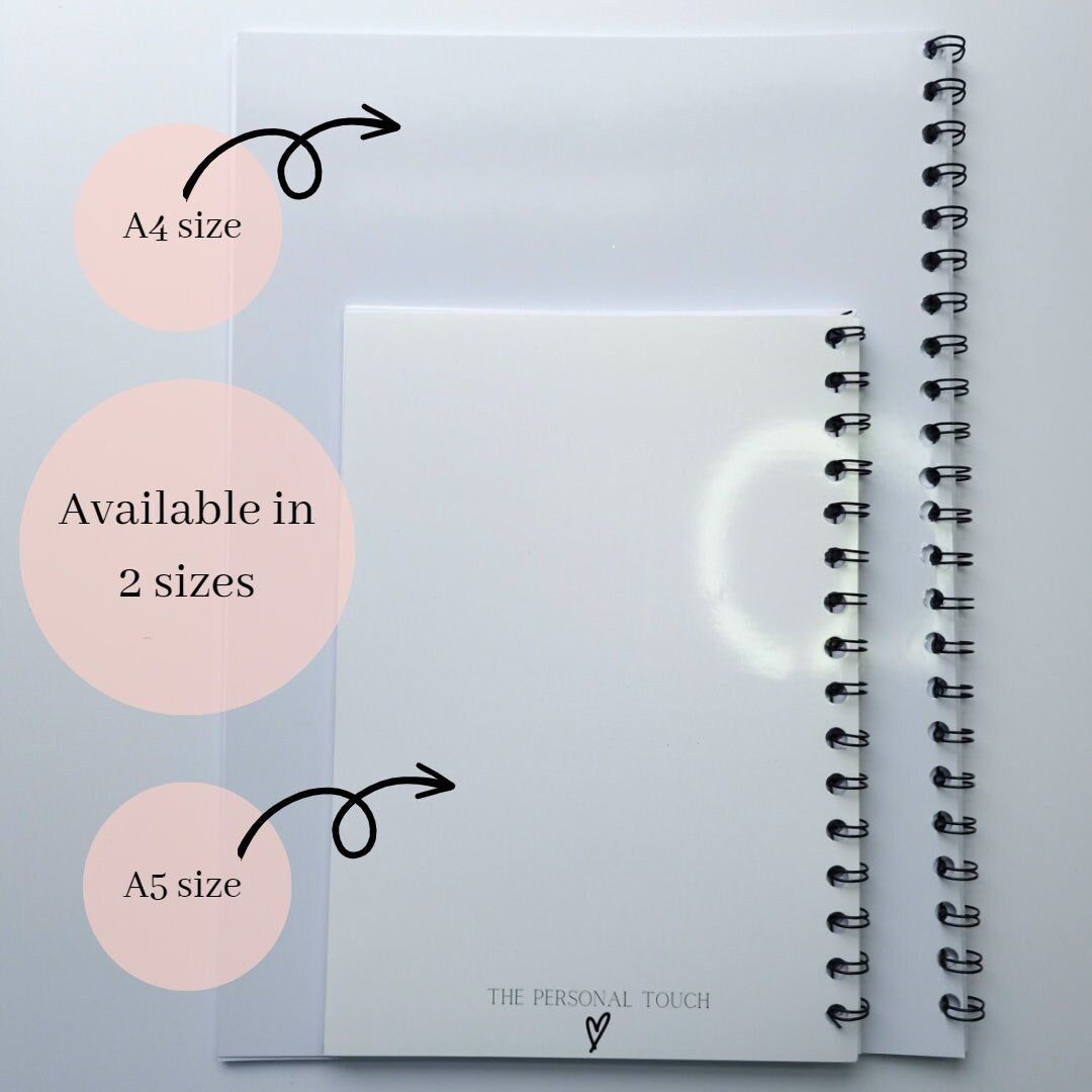 Wedding Notes Planner - Personalised Notebook Notepad Journal  A5 Notebook Notepad Wire bound