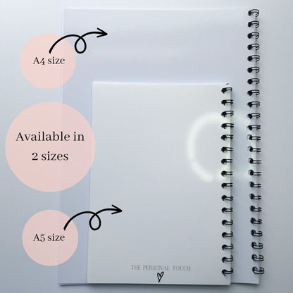 Wedding Notes Planner - Personalised Notebook Notepad Journal  A5 Notebook Notepad Wire bound
