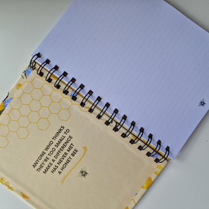 Personalised A5 Bee Sunflower Notebook Wire bound Lined Paper  | Custom Hardback Spiral Note Book Notepad