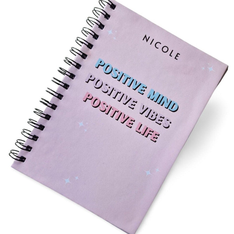 Personalised A5 Positivity Notebook Notepad Wire bound Lined Paper  | Calendar planner notebook