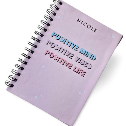 Personalised A5 Positivity Notebook Notepad Wire bound Lined Paper  | Calendar planner notebook