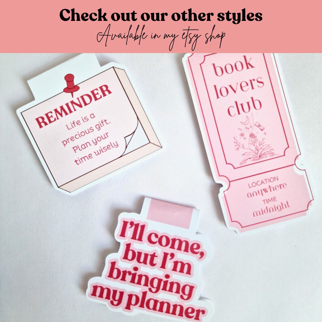 Magnetic Planner Paper Clip | Pink Bookmark, Page Marker Clip Cute Planner Accessories Decor | Paper Holder Quote