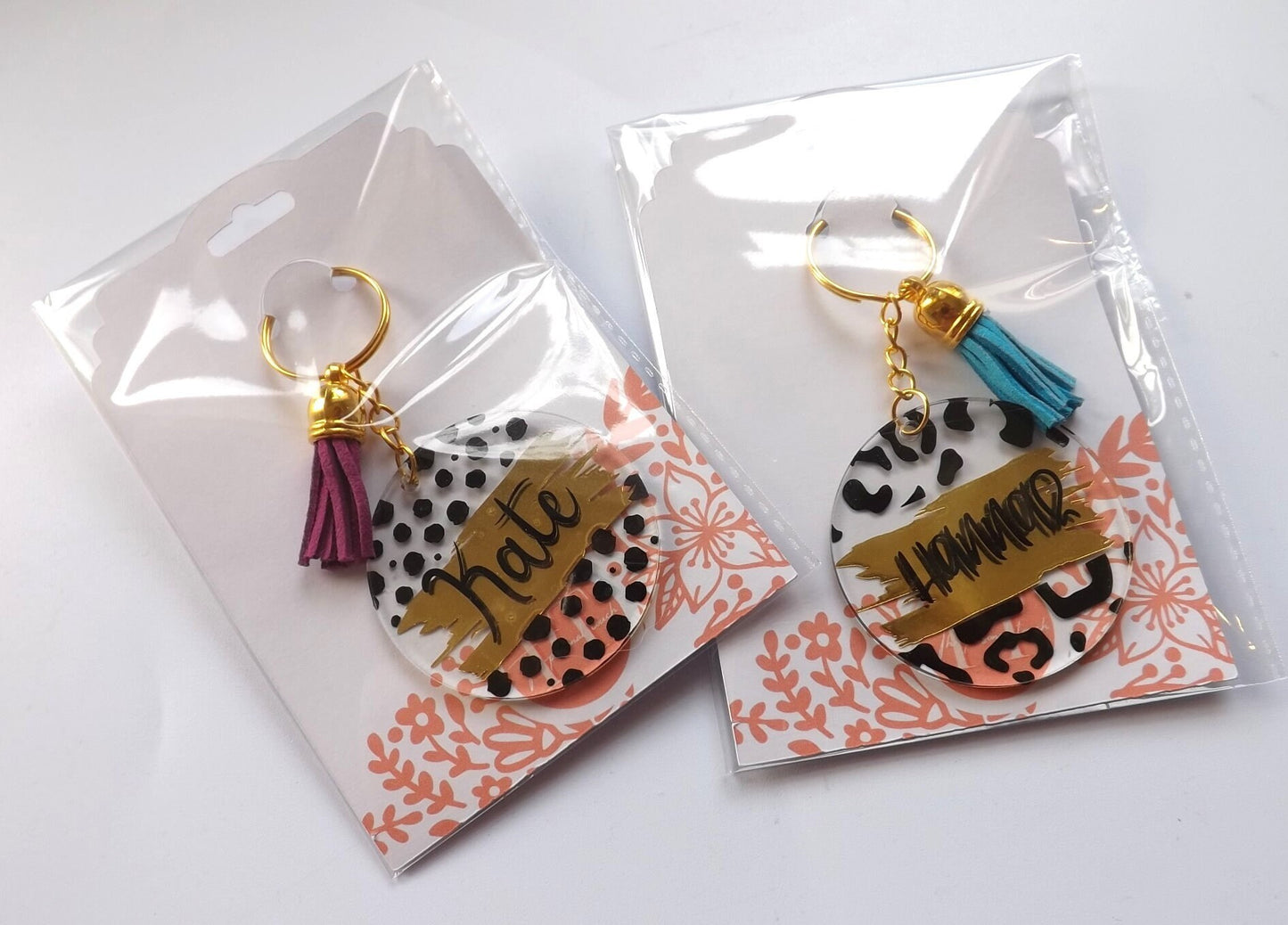Personalised Key Ring | Dalmatian spots Leopard Print Name Key Chain | New Home, New Car Gift | Name Keyring small keepsake gift