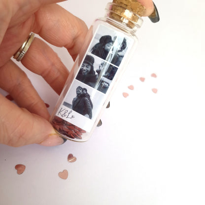 Personalised photo polaroid strip gift | Message in a glass bottle memory keepsake | Gift for Mothers day, Anniversary for Him & Her