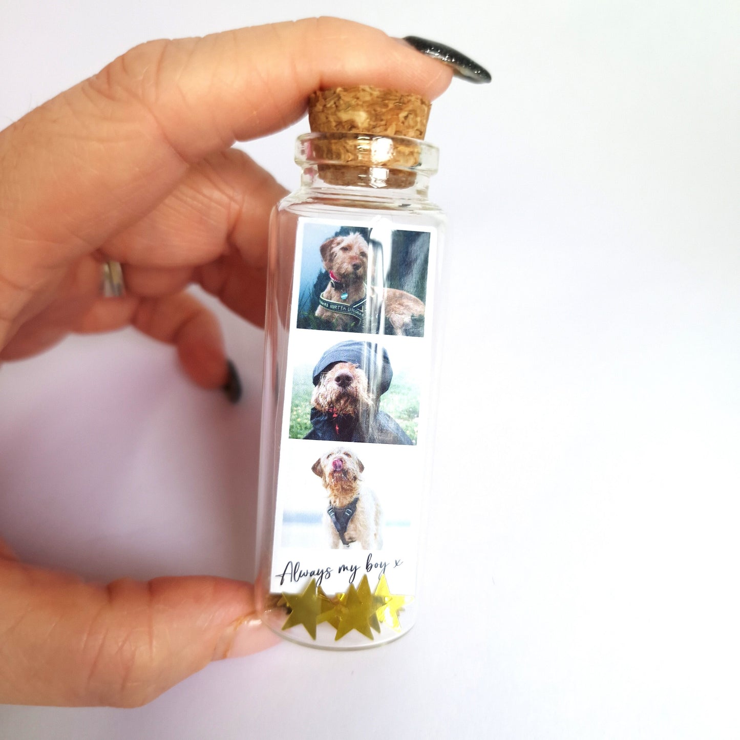 Personalised photo memorial polaroid jar | Message in a glass bottle memory keepsake | Gift for Mothers day, Memory gift, Lost pet, Family