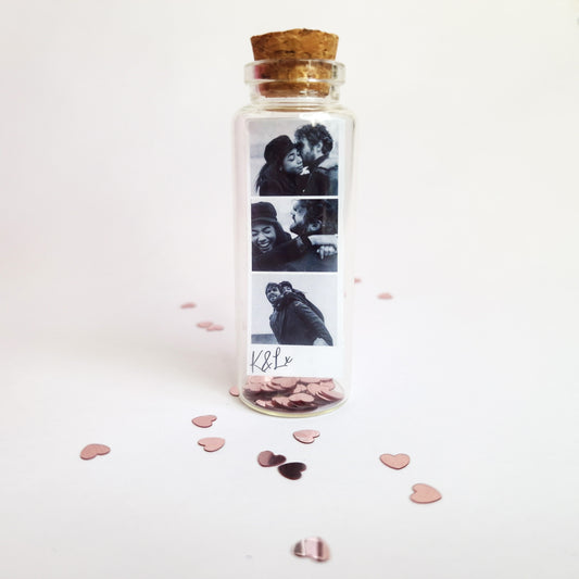 Personalised photo polaroid strip gift | Message in a glass bottle memory keepsake | Gift for Mothers day, Anniversary for Him & Her