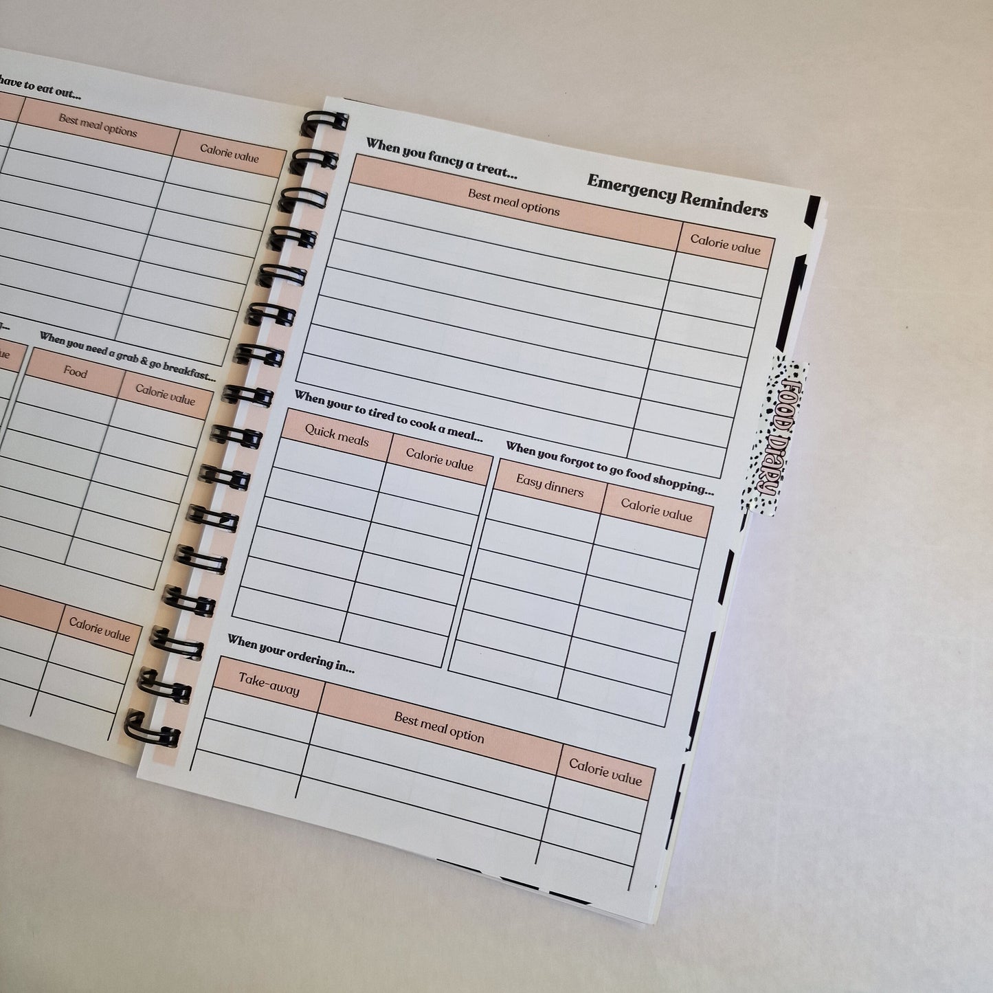 Food planning diary notebook | Weekly meal planner | Daily food diary | SW Calorie counting Planner Diet tracker weightloss