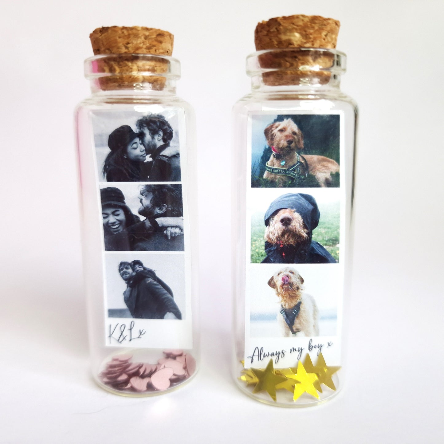Personalised photo polaroid strip gift | Message in a glass bottle memory keepsake | Gift for Mothers day, Anniversary for Him & Her