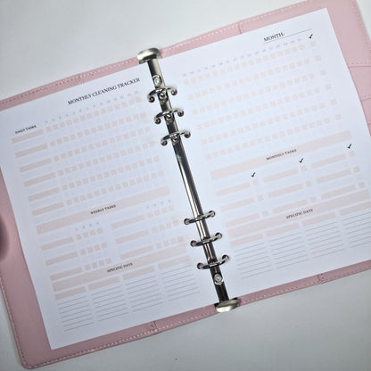 Printed A5 Organiser Inserts |  Cleaning tracker for Daily, Weekly & Monthly Cleaning Routines Tick off to do lists